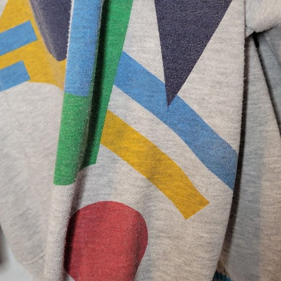 Oversize Sweatshirt Pullover Ge Retro 80s ometric Shapes Applique Couture Lady - Picture 8 of 12